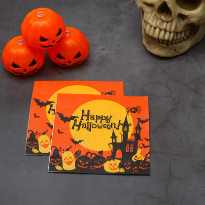 Elcoho 150 Pieces Halloween Disposable Beverage Paper Napkins Frightfully Fancy Cocktail Napkins with 2 Layers, 5 by 5 inches