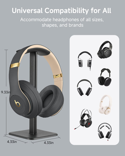 DGPLUS Headset Stand - Headphone Holder for Desk with Aluminum Hanger Compatible with All Over-Ear On-Ear Computer Xbox One PS5 PS4 PC Game Telephone Headsets (Black)