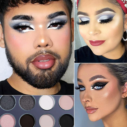 DE'LANCI Smokey Grey Eyeshadow Palette, Black Gray Smoky Eye Shadow Pallet Goth Halloween Makeup, Matte Shimmer Neutral Silver Eyeshadow Pallets, Long Lasting Natural Nude Makeup Palette, Cruelty Free