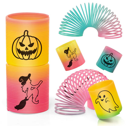 CLEVERZONE 36 Packs Spring Rainbow Magic Fidget Stress Coil Mini Springs Bulk Toys Party Favor Birthday Carnival Prize Goodie Bag Stuffers For Kids Boys Girls (Halloween)