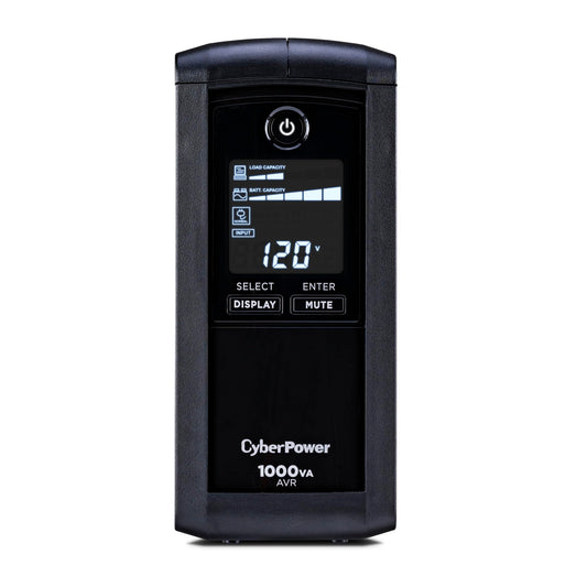 CyberPower CP1000AVRLCD Intelligent LCD UPS Battery Backup and Surge Protector, 1000VA/600W, 9 Outlets, AVR, Mini-Tower, UL Certified