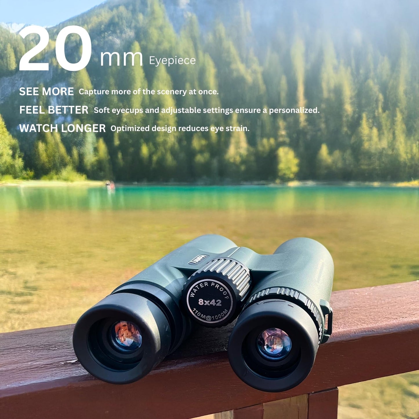 Hontry 8x42 Binoculars with IPX6 Waterproof Protection for Bird Watching, Hunting, Cruise Ship, Travel and Safari