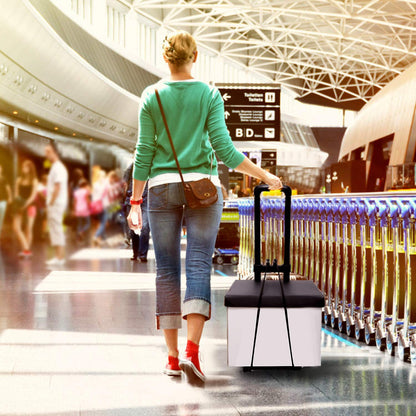 KINJOEK 25kg 55lbs Folding Hand Truck, Solid Construction Utility Cart for Luggage with 2 Oversized Wheels Bonus Bungee Cord, Collapsible, Lightweight and Compact Luggage Dolly Cart for Travel, Black