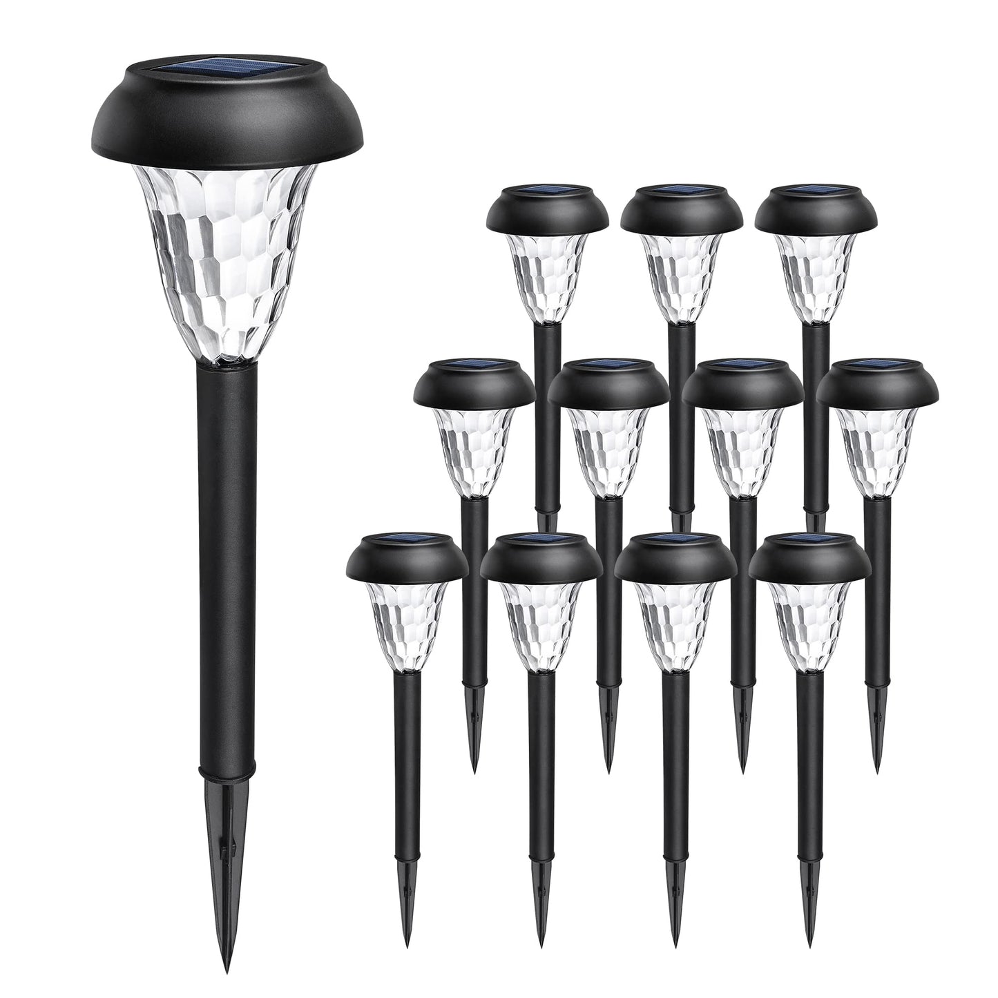 GIGALUMI 12 Pack Solar Light Outdoor Waterproof, Cool White Pathway Lights Solar Powered, Landscape Lighting, Garden Lights for Decor, Patio, Garden, Yard, Pathways, Walkway