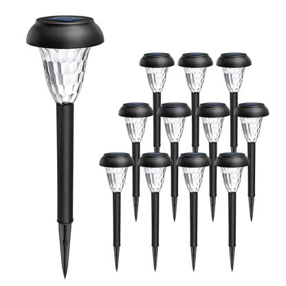 GIGALUMI 12 Pack Solar Light Outdoor Waterproof, Cool White Pathway Lights Solar Powered, Landscape Lighting, Garden Lights for Decor, Patio, Garden, Yard, Pathways, Walkway