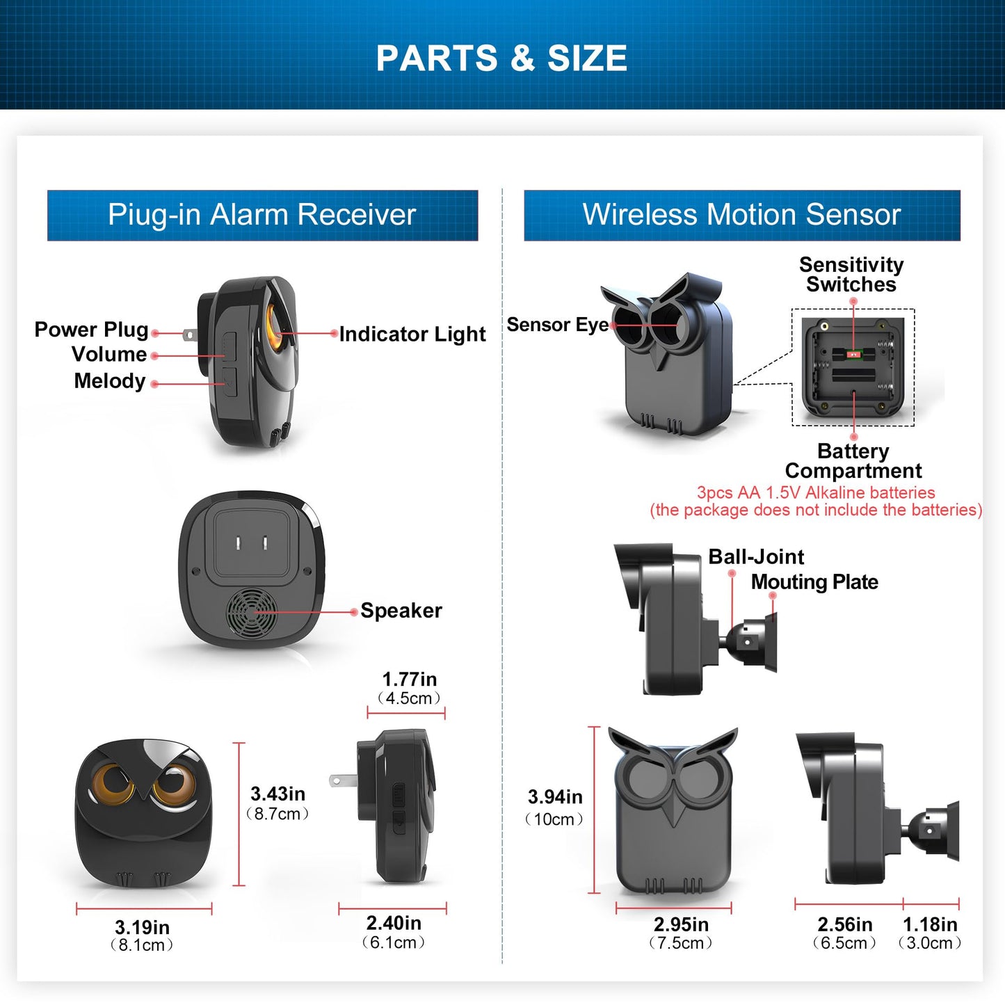 Driveway Alarm- 1/2 Mile Long Range Wireless Driveway Alarm Outdoor Weather Resistant Motion Sensor&Detector-DIY Security Alert-Monitor&Protect Outdoor/Indoor Property - 1 Receiver and 2 Sensors