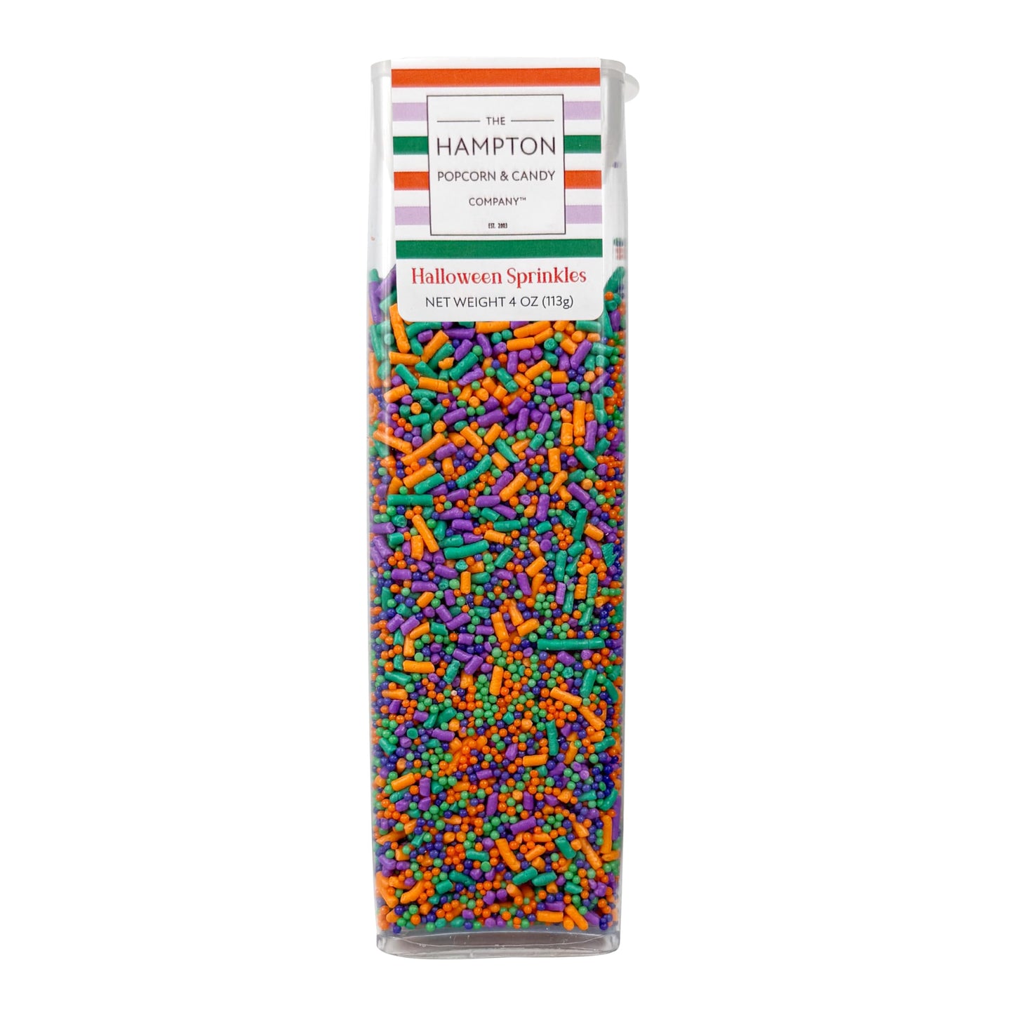 Green, Purple & Orange Sprinkles Jimmies 4 oz, Halloween Sprinkles For Baking, Ice Cream & More, The Hampton Candy Company