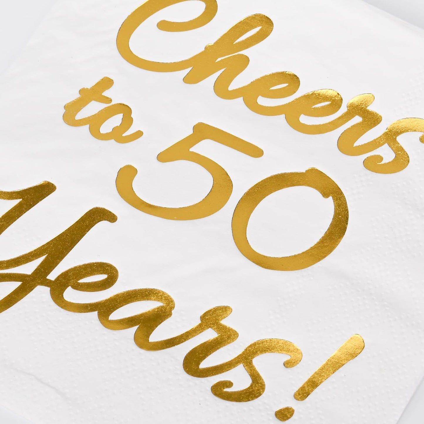 50th Birthday Decorations Men Women Party Supplies Cocktail Napkins Disposable 50th Birthday Wedding Anniversary Party Napkins Paper Beverage Napkins 50 Pack,5"x 5",Cheers to 50 Years White and Gold