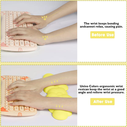 Gaming Keyboard Wrist Rest Pad,Memory Foam Keyboard Palm Rest, Ergonomic Hand Rest,Wrist Rest for Computer Keyboard,Laptop,Mac,Lightweight for Easy Typing Pain Relief (Yellow)