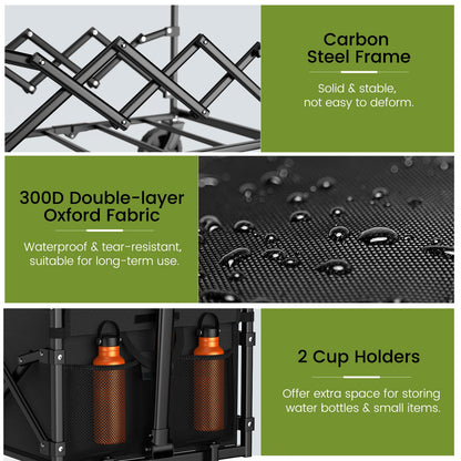 Collapsible Wagon with Wheels, 220 lbs Wagons Carts Foldable Wagon Cart with Flexible Handle, Lightweight Portable Folding Utility Grocery Shopping Cart for Grocery Sports Garden Camping