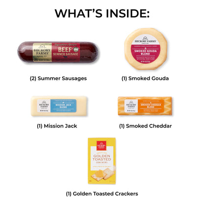 Hickory Farms Signature Beef Meat and Cheese Gift Basket (Medium) - Box Set | Charcuterie Board Food | Summer Sausage | Father's Day | Mother's Day | Easter | Christmas | Holiday | Housewarming | Gourmet | Sympathy | Care Package
