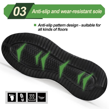 LAoutun Steel Toe Shoes for Men Women Comfortable Lightweight Work Safety Shoes for Men Women Puncture Proof Slip Resistant Indestructible Sneakers Construction Work Utility Sneakers