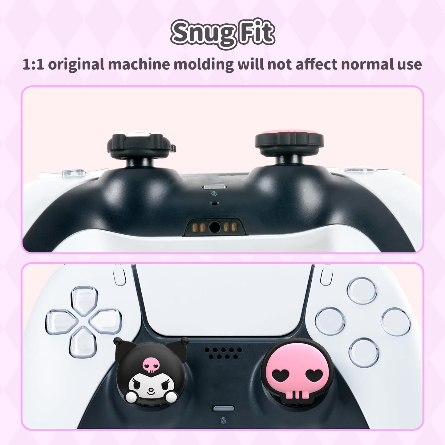 Kuitmor Cute Thumb Grip Caps for PS5,Soft Silicone Joystick Caps,Cute Cartoon Thumbstick Grips Compatible with PS5/PS4/Switch Pro Controller 4PCS - KLM