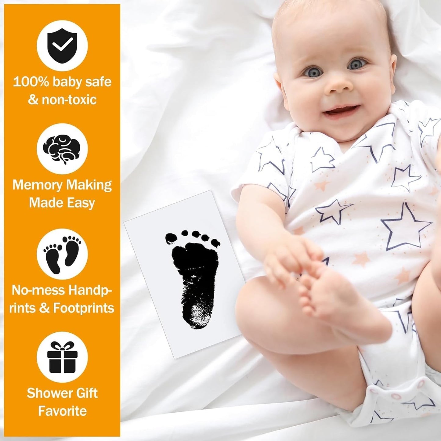 8 Pads and 16 Impression Cards, Inkless Baby Hand and Footprint Kit - Mess Free Ink Pad for Newborn Keepsake, Dog Nose & Paw Print Kit, Clean Touch Ink Pad for Baby Hand & Footprints, Ideal Shower Gifts