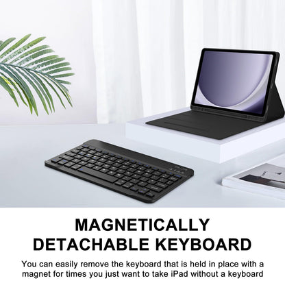 Keyboard Case for Samsung Galaxy Tab A9+ Tablet 11”, Dechatable Keyboard Bluetooth, Smart Cover Galaxy A9 Plus Tablet Case with Keyboard, Leather Folio Case for Tab A9 Plus with Pencil Holder, Black