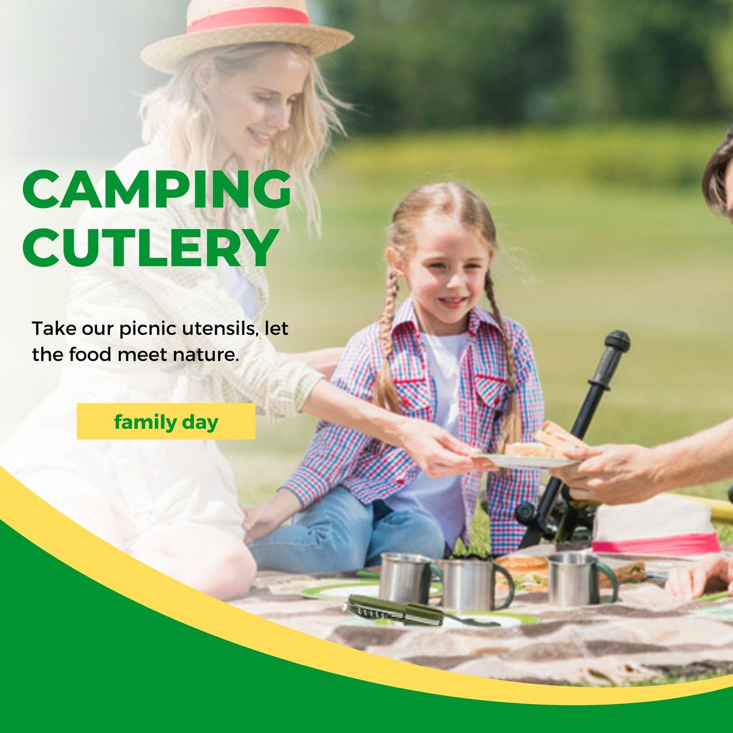 EZYoutdoor 7-in-1 Camping Utensils - Portable Stainless Steel Camping Fork Spoon Knife Set for Hiking, Picnics Outdoor Enthusiasts, and Travel - Essential Survival Utensil Tool Kit