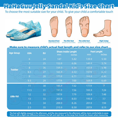 HaHaGuu Princess Jelly Flats Shoes Girls Birthday Party Heels Snow Queen Cosplay Costumes Dress Up Sandals for Toddler Little Girls Big Kids