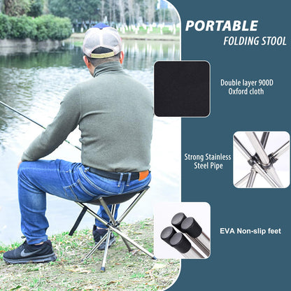 KOKSRY Camping Stool,Small Folding Chair,13.8" Lightweight Folding Stool Compact Backpacking Stool with Carry Bag