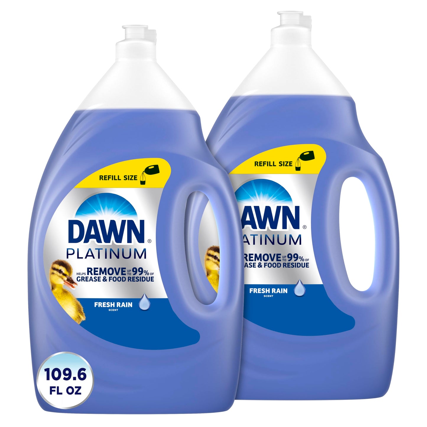Dawn Platinum Dish Soap Liquid, Dishwashing Liquid, Grease Removal, Fresh Rain, 2x54.8oz Bundle