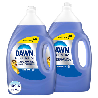 Dawn Platinum Dish Soap Liquid, Dishwashing Liquid, Grease Removal, Fresh Rain, 2x54.8oz Bundle
