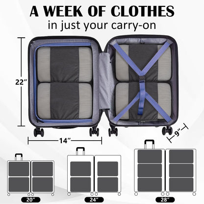 Compression Packing Cubes for Travel Essentials, 2 Set Expandable Compression Bags for Travel Packing Cubes for Suitcase Luggage Organizer Bags, Black Mesh