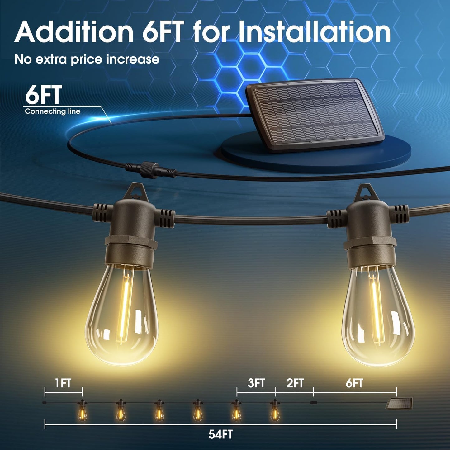 KYY 54FT Solar String Lights Outdoor Waterproof with USB Charging & Remote, Dimmable & Timable, Solar Powered Patio Lights with LED Shatterproof Bulbs for Deck Backyard Porch Garden Camping