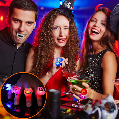 50 Pack 3D Halloween LED Glow Ring, Light Up Toys Glow in the Dark Birthday Halloween Party Favors Decorations Supplies for Kid Adults Flash Finger Rubber Ghost Pumpkin Skeleton LED Finger Lights