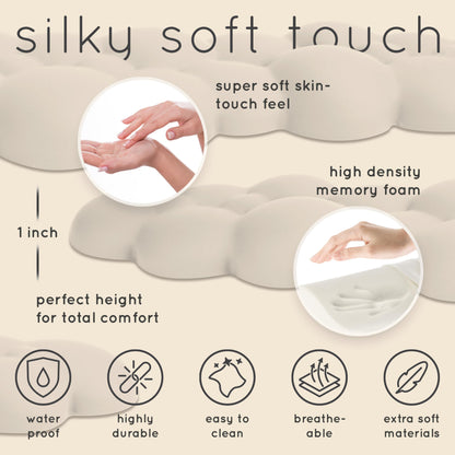 Create-ables Qloud Cloud Wrist Rest Keyboard Wrist Rest for Computer Keyboard Pad, Cloud Keyboard Wrist Rest, Wrist Pad for Keyboard, Memory Foam, Non Slip Base, Comes with Mouse Pad - Beige