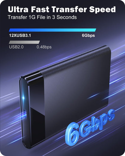 POSUGEAR 2.5'' External Hard Drive Enclosure, 6Gbps USB C 3.1 Gen 2 to SATA III Tool-Free External Hard Drive Case for 7mm/9.5mm 2.5 inch SSD HDD with UASP, Compatible with WD Toshiba Samsung PS4 Xbox