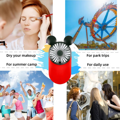 DecoLife Cute Handheld Mini USB Fan, Rechargeable Portable Fan, 3 Adjustable Speeds and Wearable Accessories, Pocket Size for Indoor Or Outdoor Activities (Red)