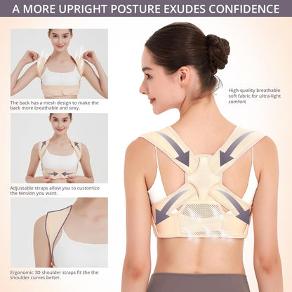 JMPOSE Back Posture Corrector for Women: Adjustable Shoulder Posture Brace Straightener Pain Relief (Small/Medium)