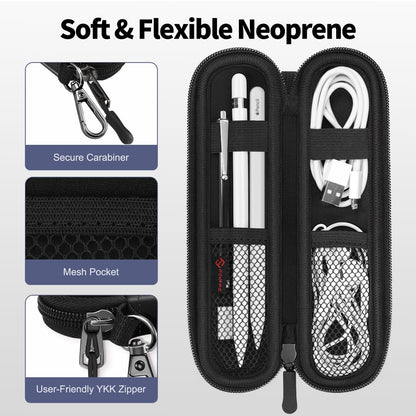 Fintie Pen Holder Case for Apple Pencil Pro, Apple Pencil (USB-C / 1st / 2nd Generation), Soft Neoprene Zipper Carrying Bag Sleeve Pouch for Samsung Stylus, Surface Pen, Black