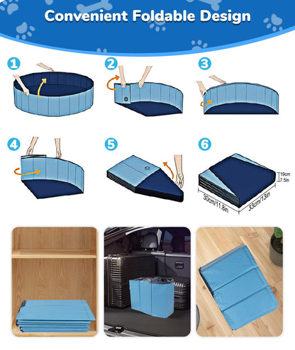 EPN Large Foldable Dog Pool – 0.55MM PVC 2-in-1 Portable Bathtub & Sprinkler for Dogs, Cats, Kids – Heavy Duty, Non-Slip, Summer Water Toy (79")