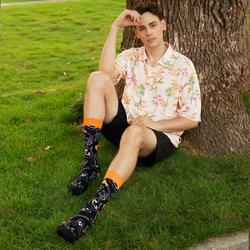 Halloween Socks Men Pumpkin Socks Crazy Funny Dress Colorful Novelty Cute Sock Halloween Gifts for Men Boys