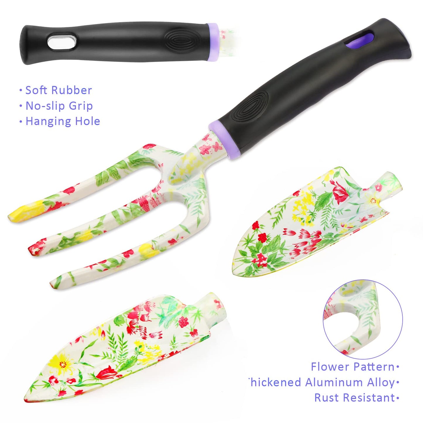 JUMPHIGH Gardening Tool Set, 10 PCS Heavy Duty Aluminum Garden Kit Floral Gardening Gifts for Women, Garden Hand Tools with Non-Slip Rubber Handle, Kneeling Pad, Garden Gloves and Storage Tote Bag