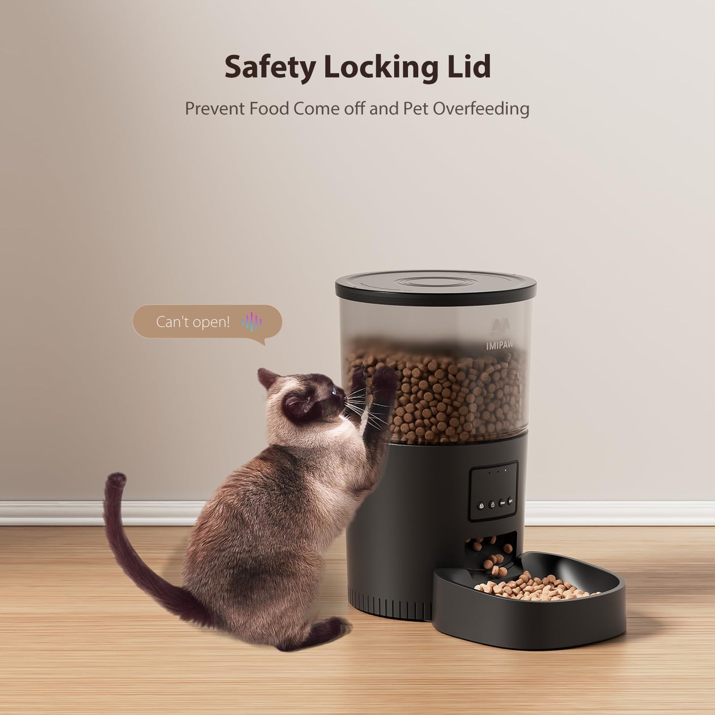 IMIPAW Automatic Cat Feeder, 5G WiFi Cat Food Dispenser with APP Remote Control, Pet Dry Food Smart Feeder, Programmable Timed Feeding, Dual Power Supply, 1-10 Meals Per Day