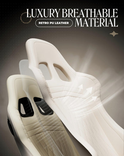 GTPLAYER Gaming Chair with Speakers, Video Game Chairs with Footrest, PC Gamer Chairs for Adults - Padded High Back Ergonomic Reclining Silla Gamer, Linkage Armrest, Ace Pro, Ivory