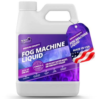 32oz Fog Machine Liquid Smoke - Medium Density Smoke Machine, Fog Juice for 400-1500 Watt Foggers, Water-Based, Lasting & Ultra Thick Atmosphere, Ideal for Concerts, Parties & Events