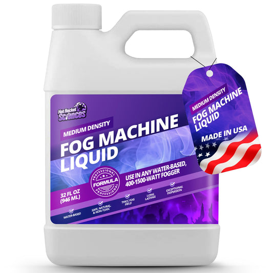 32oz Fog Machine Liquid Smoke - Medium Density Smoke Machine, Fog Juice for 400-1500 Watt Foggers, Water-Based, Lasting & Ultra Thick Atmosphere, Ideal for Concerts, Parties & Events