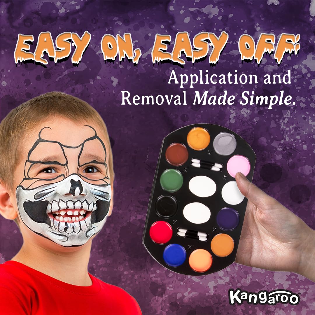 Kangaroo Face Paint Palette Halloween Makeup Kit For Kids - Fake Blood Body Paint Colorful Palette - SFX Makeup Kit for Zombie, Halloween Painting