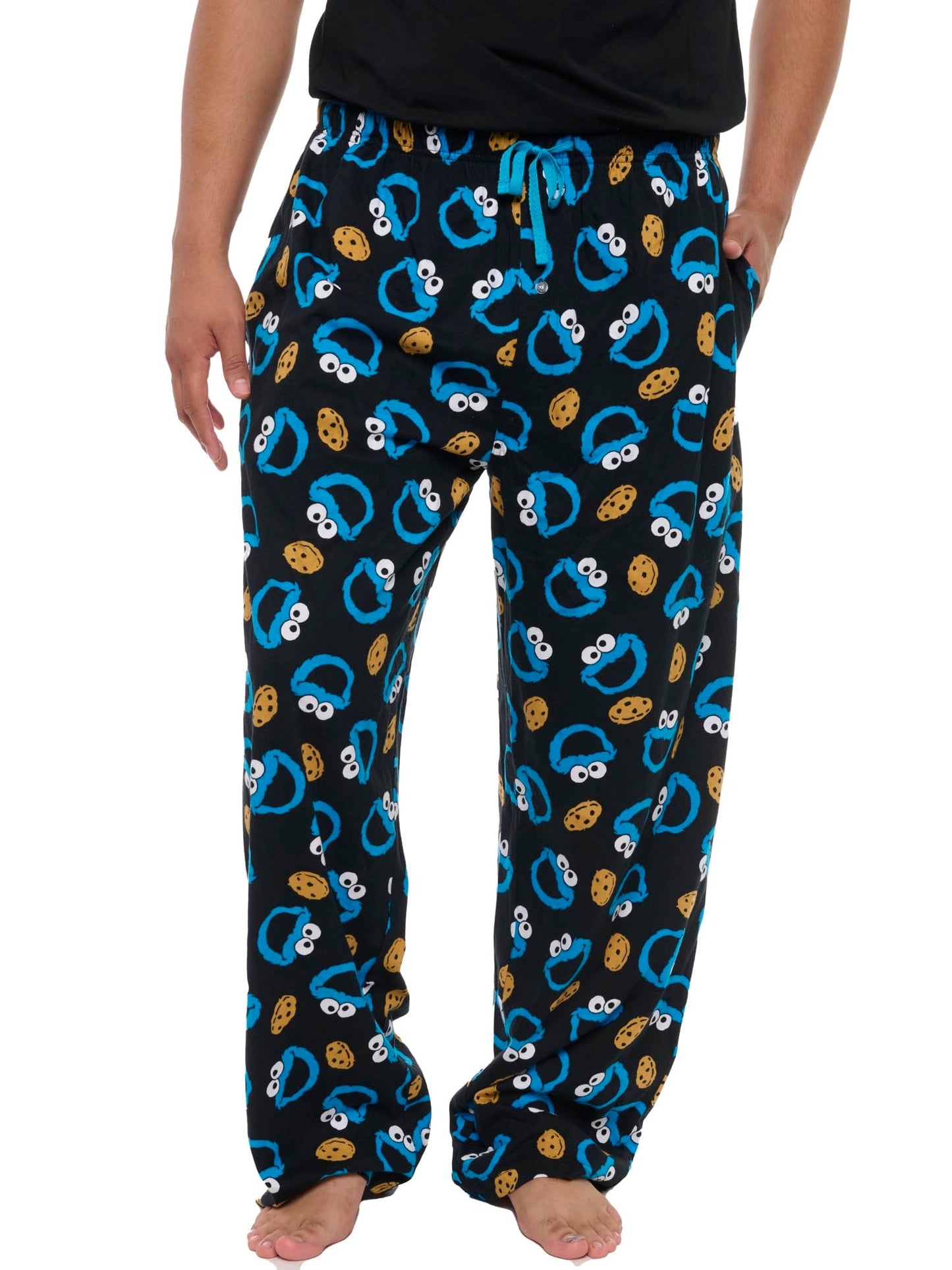 360 Threads Mens Lounge Pants Novelty AOP Pajama Bottoms (Cookie Monster, Medium)