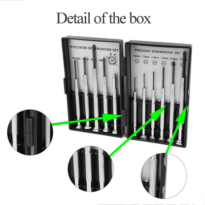 11PCS Small Precision Screwdriver Set, Premium Mini Screw Driver Set Kit, 6 Different Sizes of Flat Head Philips Screwdrivers for Watch, Eyeglasses, Electronics, Repair Box