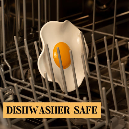 Fried Egg Ceramic Spoon Rest for stove top and kitchen counter | Large and Dishwasher-Safe Sponge holder | Home & kitchen decor | Kitchen Gifts for women | House warming gifts new home