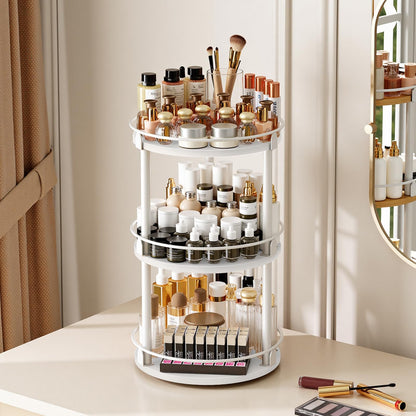 3-Tier Lazy Susan Organizer, Rotating Spice Rack, Spinning Organizer, Industrial Turntable Spice Rack Organizer for Cabinet, Kitchen Countertop, Pantry, Rustic Brown and Black SR23BR