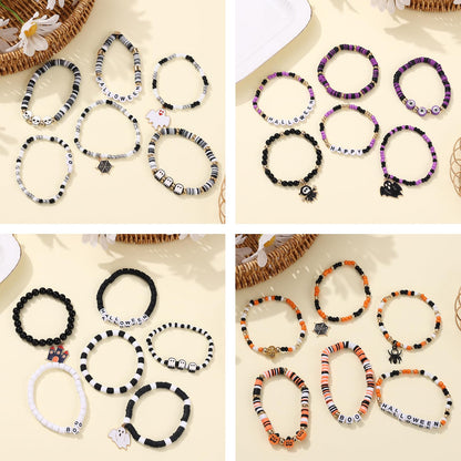 36Pcs Halloween Bracelets for Women Halloween Beads for Bracelets Set Stackable Bracelet Halloween Jewelry Pumpkin Spider Ghost Charms Bracelets BOO Happy Halloween Stretch Bracelets Set Holiday Gift