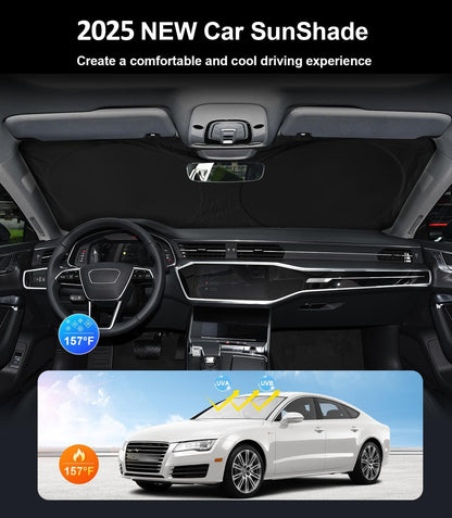 Custom Windshield Sunshade for Audi A4 A5 & S5 RS5 2018-2022 2023 2024 2025 Front Window Shades Cover for Windshield Sun Visor Screen Protector 210T Reflective Blocks UV Rays Cool Car Accessories