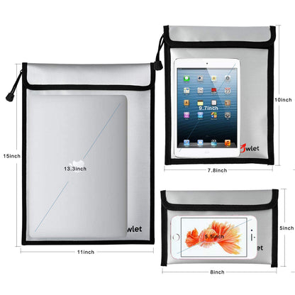 Fireproof Waterproof Money Document Bag - 3 Pack Safe Upgraded Zipper Bags, Fire & Water Resistant Storage Organizer Pouch for A4 A5 Documents Holder,File,Cash,Jewelry,Passport,Tablet,Laptop (Gray)