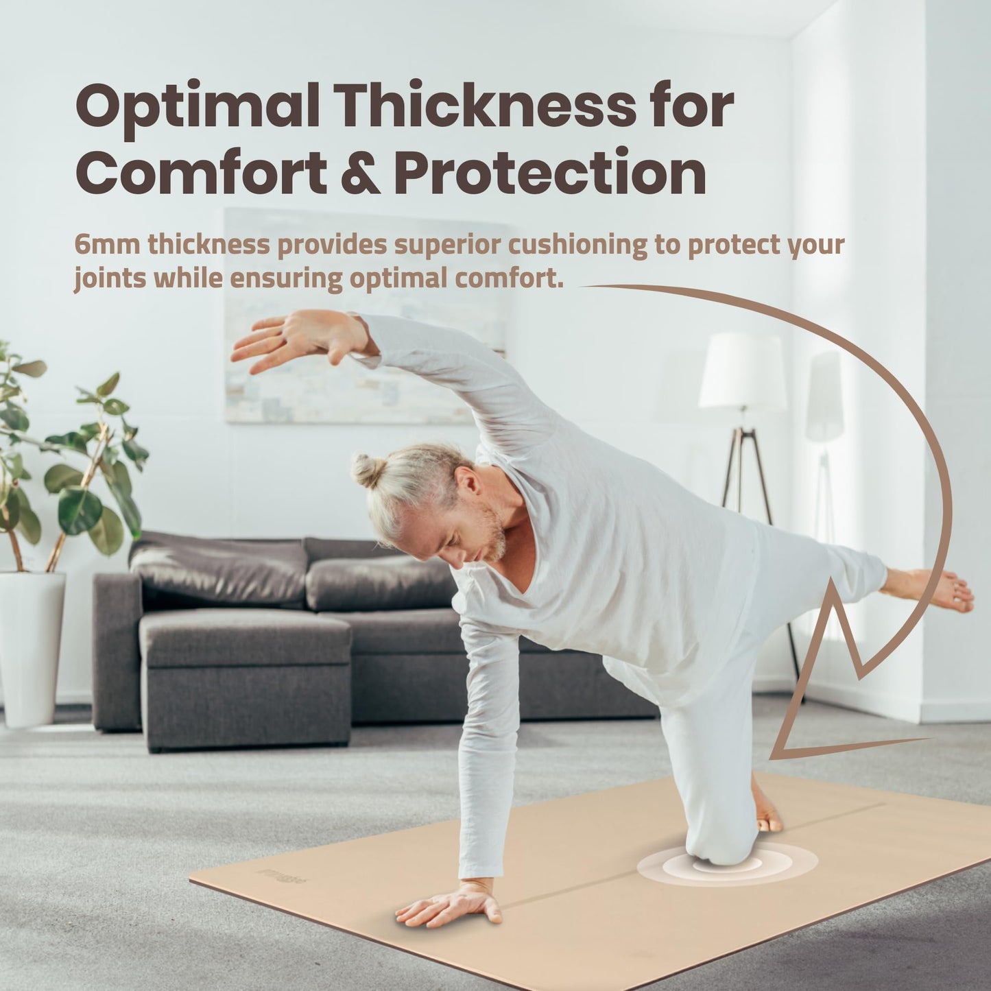 Large Yoga Mat (6'x4') – 1/4" & 1/2" Thick Exercise Mats for Home Workout, Extra Wide Workout Mats for Home Gym, Yoga, Pilates, Stretching, Floor & More