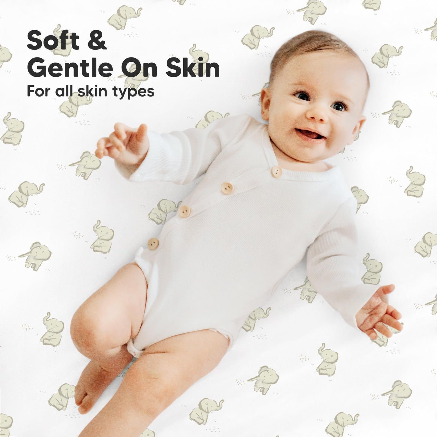 2-Pack Mini Crib Sheets Fitted - 38x26 Pack N Play Sheets for Pack and Play Mattress, Organic Cotton, Soft & Breathable Playard Bedding, Neutral Mini Toddler Bed Cover for Boys, Girls (Elly)