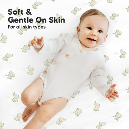 2-Pack Mini Crib Sheets Fitted - 38x26 Pack N Play Sheets for Pack and Play Mattress, Organic Cotton, Soft & Breathable Playard Bedding, Neutral Mini Toddler Bed Cover for Boys, Girls (Elly)